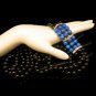 Vintage Glass Beads Necklace Mid Century 3 Strands Faux Onyx Lapis Long Very Elegant