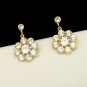 Vintage Earrings Mid Century 1950s Rhinestone Flowers Snowflake Large Pretty Dangles