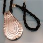 Vintage Pendant Necklace Bracelet Black Seed Beads Dichroic Glass