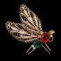 CORO STERLING Silver Butterfly Dragonfly Brooch Pin Mid Century Retro Gold Vermeil Moth