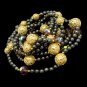 Vintage Crystal Beads Necklace Mid Century Swarovski Topaz Glass 4 Multi Strand Chunky