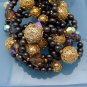 Vintage Crystal Beads Necklace Mid Century Swarovski Topaz Glass 4 Multi Strand Chunky