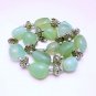 Vintage Necklace Chunky Green Translucent Stone Beads Artisan Made Organic