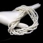 Vintage Torsade Necklace Mid Century White Acrylic Beads 6 Multi Strands Classic Design