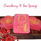 Crazy for Cranberries - With Real Sea Sponge - Handmade All Natural Shea Butter Soap - 4 oz
