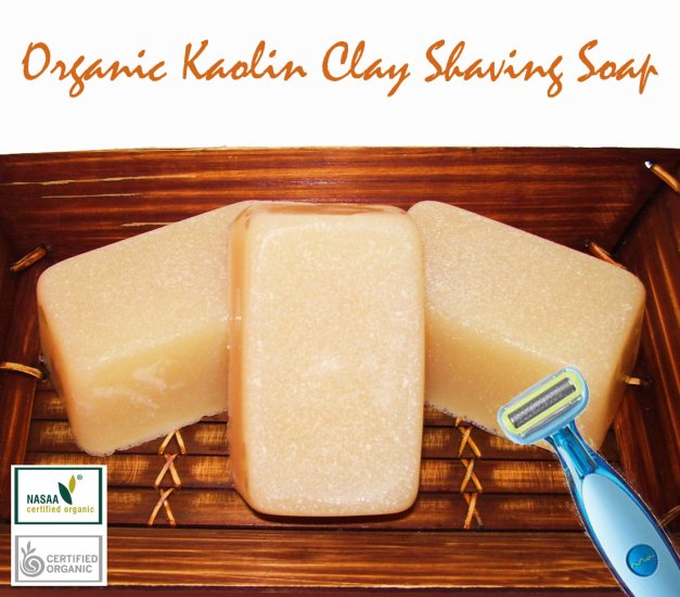 Organic Shaving Soap with Kaolin Clay Green Apple Scented 4.2 oz