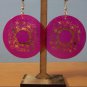 Natural Shell Dangle Pierced Earring - Pink and Gold