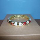Lovely Cloisonne White, with Red and Green Bangle Bracelet Lovely Cloisonne White, with Red and Green Bangle Bracelet