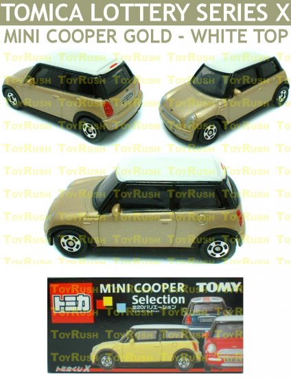 Tomy Tomica Lottery Series X : #L10-17 Mini Cooper Gold With White Top