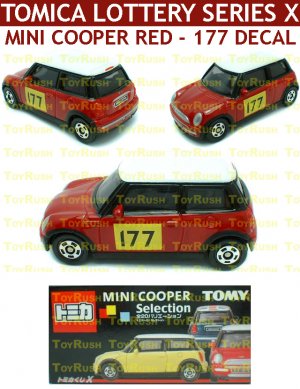 Tomy Tomica Lottery Series X : #L10-02 Mini Cooper Red With 177 Decal