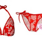 New Red White Hawaiian String Bikini Top & Matching Tie Sides Bottom