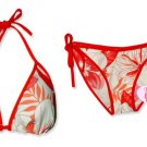New Red White Hawaiian String Bikini Top & Matching Tie Sides Bottom