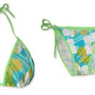 New Green Blue-Yellow Tropical String Bikini Top & Matching Tie Sides Bottom
