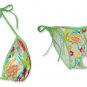 New Green Rainbow Flower String Bikini Top & Matching Tie Sides Bottom