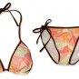 New Brown Orange Daisy String Bikini Top & Matching Tie Sides Bottom