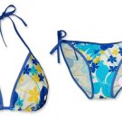 New Blue Yellow Tropical String Bikini Top & Matching Tie Sides Bottom