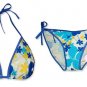New Blue Yellow Tropical String Bikini Top & Matching Tie Sides Bottom