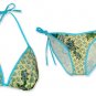 New Blue Yellow Paisley String Bikini Top & Matching Tie Sides Bottom