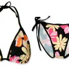 New Black Pink-Yellow Tropical String Bikini Top & Matching Tie Sides Bottom
