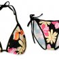 New Black Pink-Yellow Tropical String Bikini Top & Matching Tie Sides Bottom