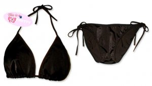 New Sexy Black String Bikini Top & Matching Tie Sides Bottom