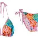 New Pink Rainbow Flower String Bikini Top & Matching Tie Sides Bottom
