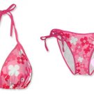New Pink White Daisy Flower String Bikini Top & Matching Tie Sides Bottom
