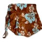 New Brown-Blue Hawaiian String Bikini Top With Matching Tie Sides Bottom & Cover Skirt