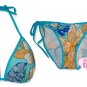New Blue-Orange Tropical String Bikini Top With Matching Tie Sides Bottom & Cover Skirt