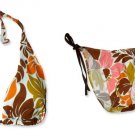 New Brown Orange Tropical Halter Bikini Top & Matching Tie Sides Bottom