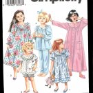 Simplicity 8093 Girls and Childs Nightgown, Robe and Long or Short Pajamas sz KK 7-12 uncut