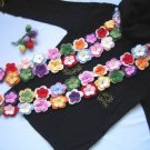 Hand-crochetted multi-colour peach blossom flowers scarf