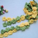 Hand-crochetted green and yellow  peachblossom flowers scarf