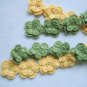 Hand-crochetted green and yellow  peachblossom flowers scarf
