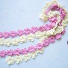 Hand-crochetted white and pink  peachblossom flowers scarf