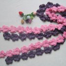 Hand-crochetted purple and pink peachblossom flowers scarf