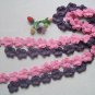 Hand-crochetted purple and pink peachblossom flowers scarf