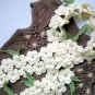 Hand-crochetted white peachblossom flowers scarf with green leaves