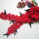 Hand-crochetted red peachblossom flowers scarf  with balck leaves