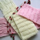 Hand-knitted beautiful pair pink and cream white  long scarf