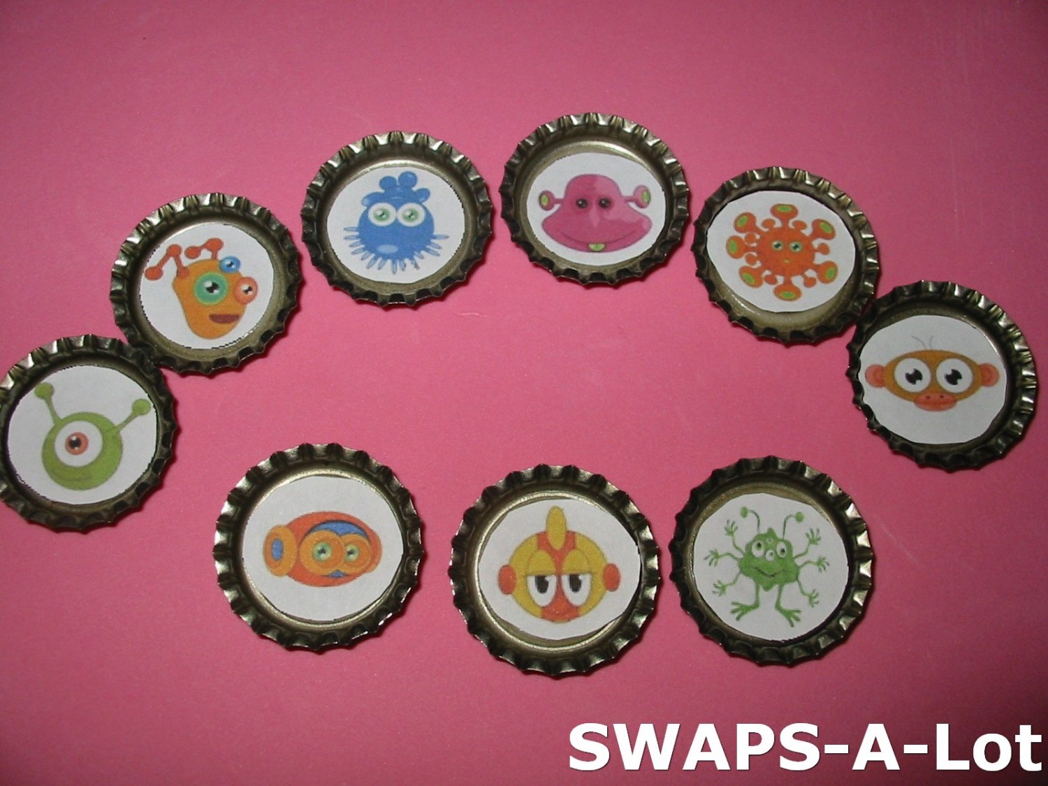 Mini AliensnBottle Caps SWAPS Kit for Girl Kids Scout makes 25