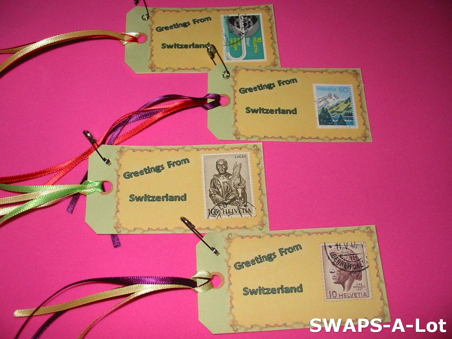 Mini Greetings From Switzerland Stamps Thinking Day SWAPS Kit for Girl Kids Scout makes 25
