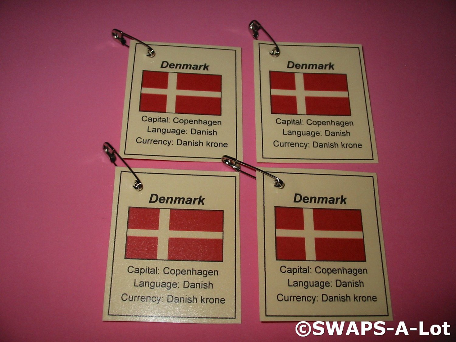 Mini Denmark: Flag, Capital Thinking Day Girl Scout SWAPS Kids Craft Kit makes 25