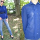 VtG Secretary Blouse Navy BLUE Judy Bond TUXEDO pleat S