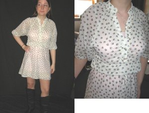 Vtg MiNi SUN DRESS Mod Hippie SHEER Lil floral print XS