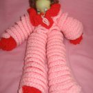 KITSCHY cute CROCHET CLOWN pink crocheted kitsch