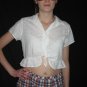 vintage 80s BONJOUR EYELET Cropped Blouse boho top S M