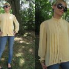 VtG Secretary Blouse SHeeR TUXEDO pleat HIGH NeCK S M