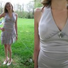 TRASHY GLAM 80s TieReD MINI dress party SILVER HALTER S