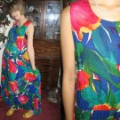 Vintage LONG TULIP SUN DReSS flary Bright Bold XS/S